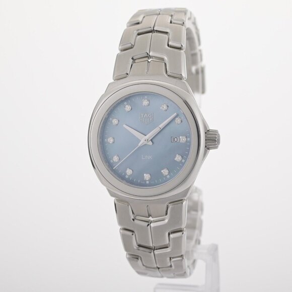TAG Heuer Link Blue Mother of Pearl WBC1313 Diamond Dial 32mm Ladies Watch - Picture 4 of 6